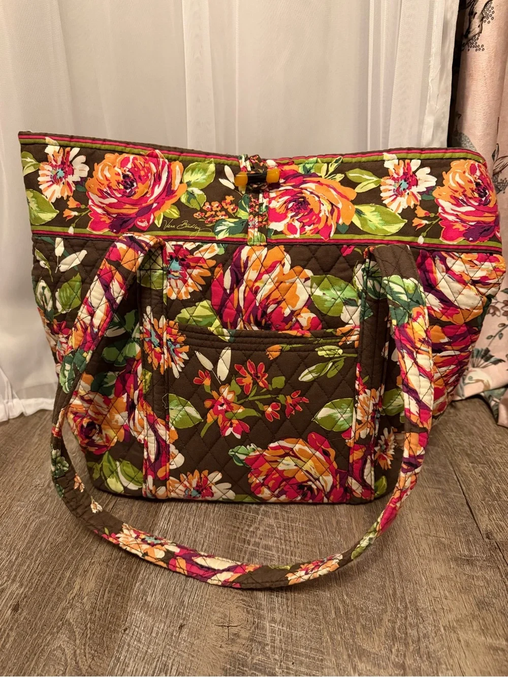Rare Retired Vera Bradley “English Rose” Quilted Classic Toggle Tote